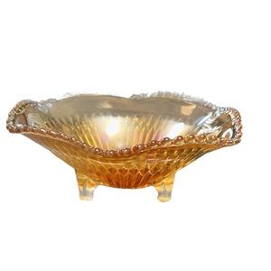 Vintage orange carnival glass candy dish